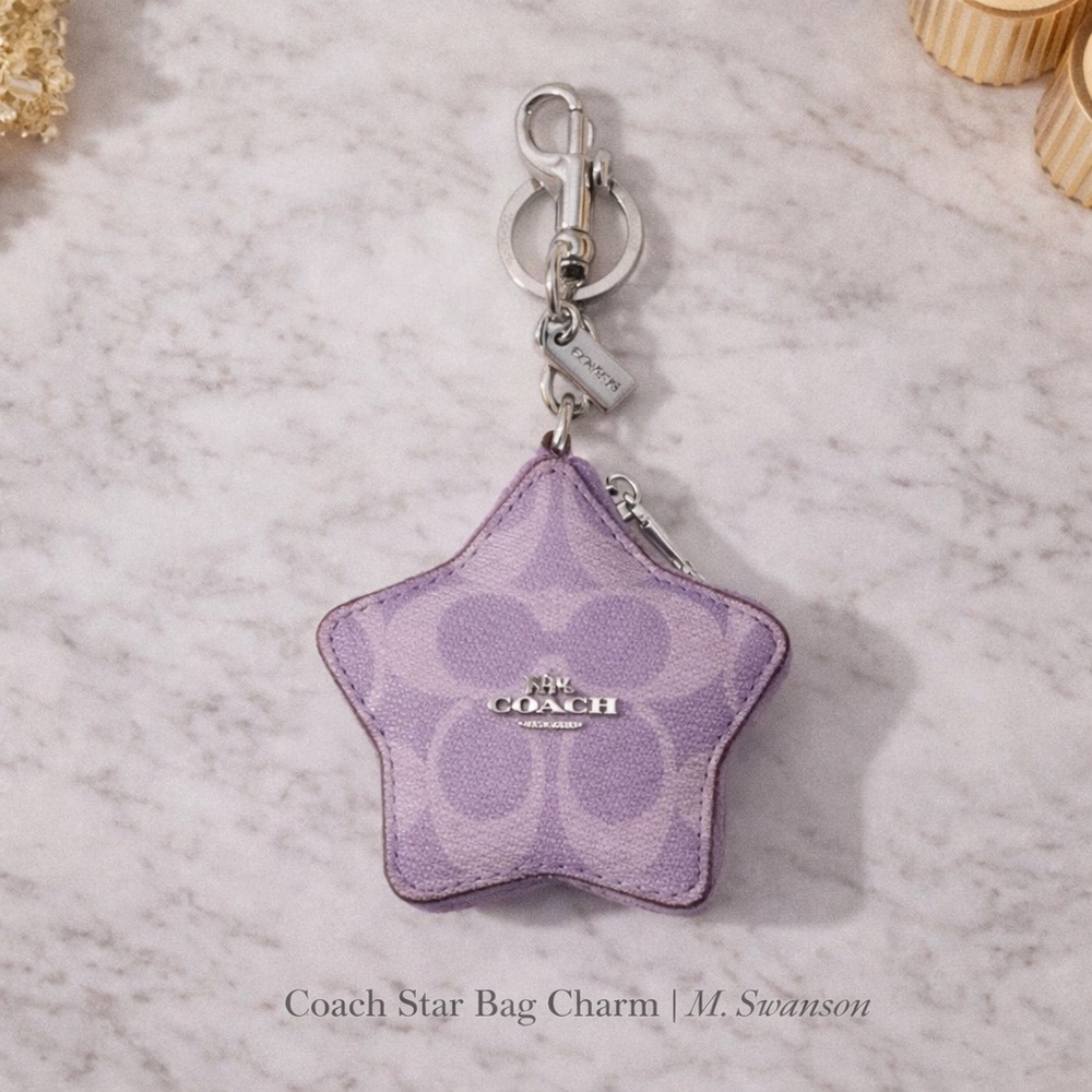 NEW Coach Star Bag Charm CBL12 Iris Signature Canvas Keychain NWT